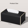 Tissue Box Cover,Black Rectangle PU Leather Tissue Holder with Gold-Tone
