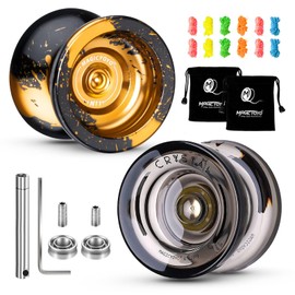 MAGICYOYO Yoyo K2 Crystal Black & Yoyo N11, paquete de 2 Yoyo profesional de doble propósito, Yoyo sensible para niños, Yoyos sin respuesta para adultos, 12 cuerdas Yoyo, 2 bolsas Yoyo, 2 rodamientos