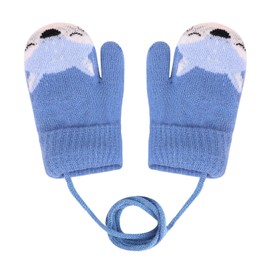 Ysxy Cute Mittens for Babies and Toddlers, Knitted Gloves for Boys and Girls Aged 1, 2, 3, 4, 5, 6 Years, Warm Winter Knitted Gloves with Cord, Fleece Lining -