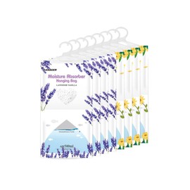 CANAGER Hanging Moisture Absorber, Fresh Scent and Lavender Vanilla Moistureproof Hanging Bag，Dehumidifier Bag (8 packs) Hanging Closet Dehumidifier Bags, Moisture Absorb 12.5 oz