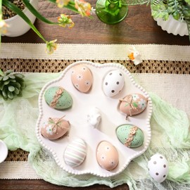 Valery Madelyn Easter Egg Decoration, 12CT 2.36inch Colorful Shatterproof Easter Tree Ornament Set, Beige Green Easter Basket Stuffers Assorted Hanging Egg Bulk for Spring Holiday EG1101-0013