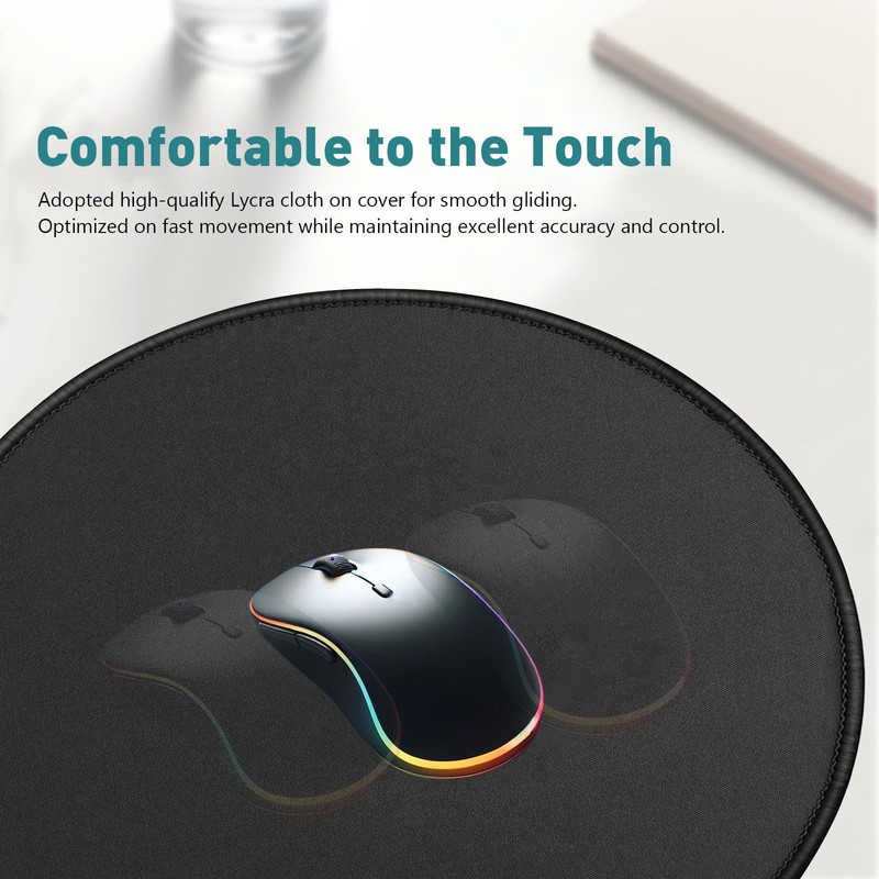 5-Pack Round Mouse Pads with Stitched Edge, Premium-Textured, Non-Slip, 8.7