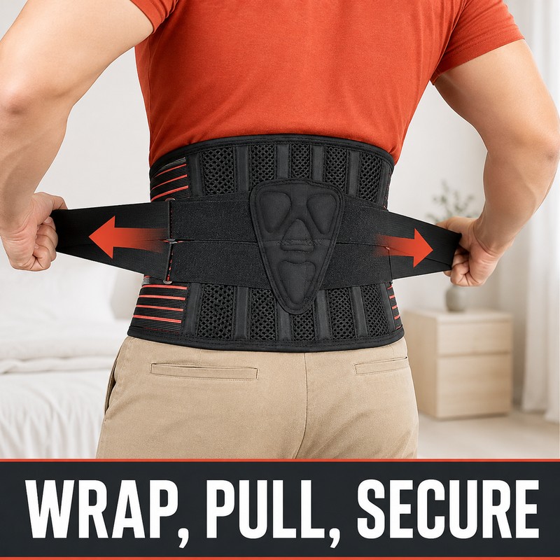 Lower Back Brace with 6 Stays - Adjustable Lumbar Support