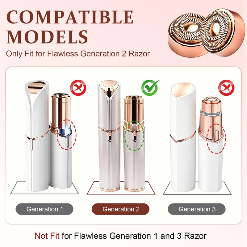 6PCS Gen 2 Replacement Heads for Flawless Facial Hair Remover,
