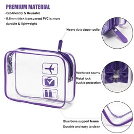 MODENGKONGJIAN TSA Approved Toiletry Bag, 3 Pcs Clear Toiletries Bags Quart Size Travel Makeup Cosmetic Bag for Women Men, Carry on Airport Airline Compliant Bag (Purple)