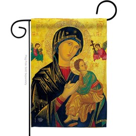 Ornament Collection Faith Our Lady of Perpetual Help Garden Flag Religious Hope Grace Peace Dove Christian Religion Easter Small Decorative Gift Yard House Banner Made in USA 13 X 18.5