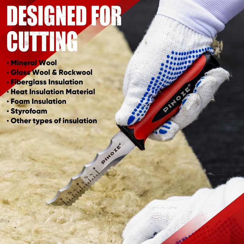 11" Insulation Knife, Stainless Steel Blade Insulation Cutter w/Laser Scale,