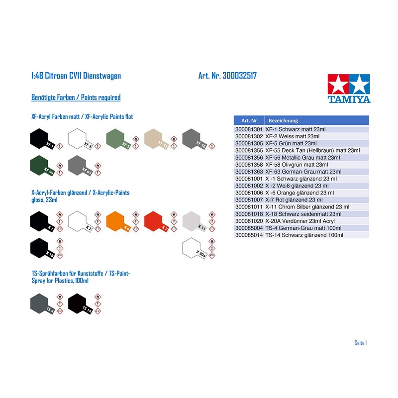 Tamiya 32517 1/48 Military Miniature Series No. 17 Citroen 11CV