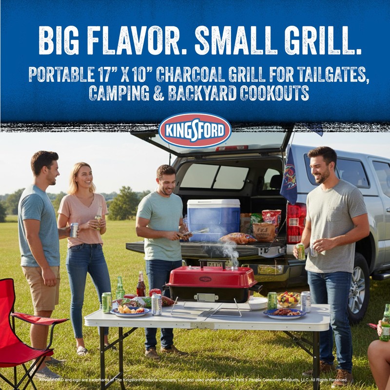Kingsford Tabletop Charcoal Grill, Portable, Compact Grilling and BBQ, 17"