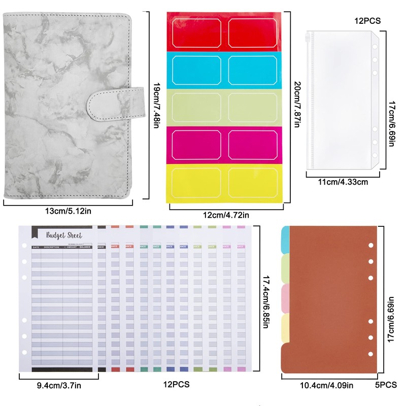 Binder Notebook A6 PU Leather Loose Leaf Notebook with 12