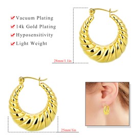 Earrings for Women, 14K Gold Hoop Earrings for Women & Silver Hoop Earrings for Women, Hypoallergenic Earrings Set for Women, Trendy Jewelry Gifts for Lover Mom