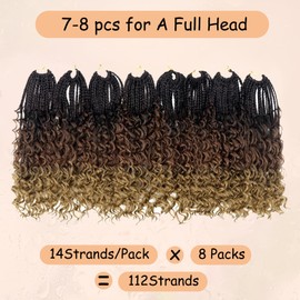 Julen Boho Crochet Braids with Curly Ends 12 Inch Goddess Bohemian Crochet Hair Pre Looped 3X Box Crochet Braids for Black Women Ombre Colors 4-30-27