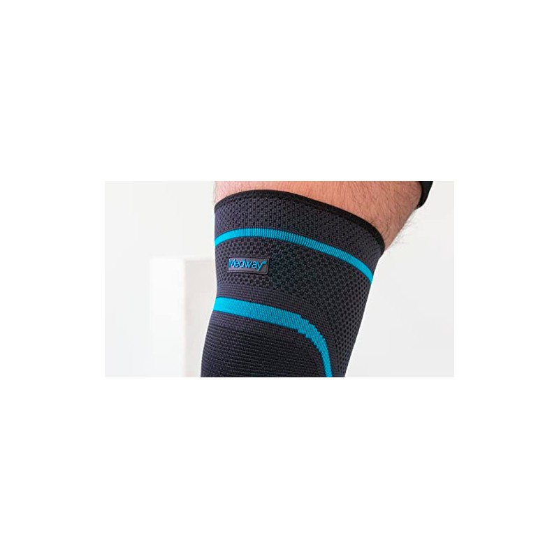 MEDWAY Rodillera Elástica Deportiva Premium Color Negro - Azul