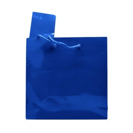 Novel Box® Navy Glossy Laminated Euro Tote Paper Gift Bag Bundle 6.5X3.5X6.5 (10 Count) + Custom NB Pouch