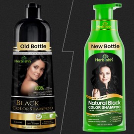 Herbishh - Champú colorante para cabello gris, champú con tinte natural para el cabello, colorea el cabello en minutos, dura hasta 3 o 4 semanas, 500 ml, tinte de cabello 3 en 1, sin amoniaco (negro)