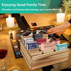 Amcortn Card Display Shelf - Wooden Playing Card Display Card Display Case Card Holders for Playing Cards (Small- 18 Decks) - No Assembly Required