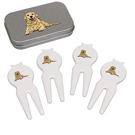 Azeeda 'Golden Retriever' Golf Divot Tool/Repair Fork Gift Set (GO00040113)