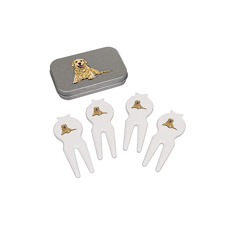 Azeeda 'Golden Retriever' Golf Divot Tool/Repair Fork Gift Set (GO00040113)