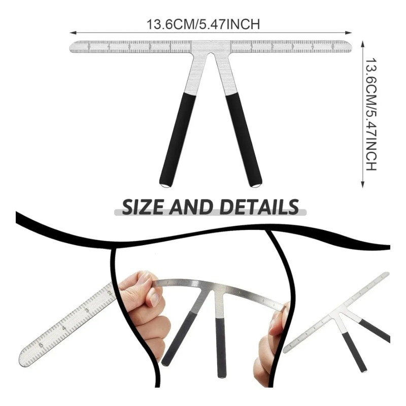 Kit De Regla Microblading Diseño Compas Cejas Perfectas 6pcs