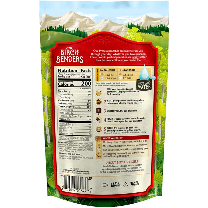 Birch Benders Protein Pancake and Waffle Mix, 16 Ounce (Pack