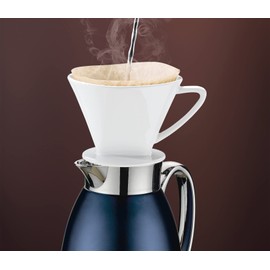 Cilio Venezia Stainless Steel Insulated Beverage Server with Tempered Glass Liner, Blue, 34 Ounce