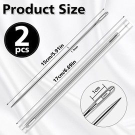2 Pcs Large Sewing Needle 6" Upholstery Needles for Hand Sewing Embroidery Needles Tapestry Needle with Storage Tube for Stitching and Crafting