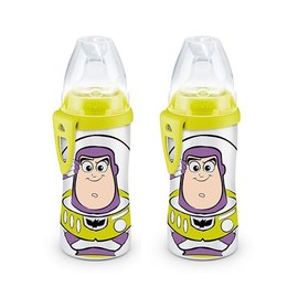 NUK Buzz Lightyear - Taza activa, 10 onzas, 2 unidades, sin BPA, a prueba de derrames