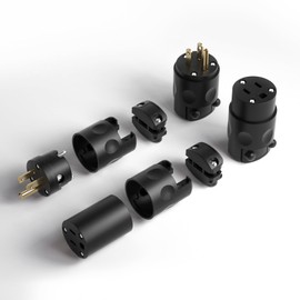 Oviitech Electrical Replacement Plug Connector Set, Extension Cord Ends Male and Female 3 Prong NEMA 5-15P/NEMA 5-15R Straight Blade Plug Grounding Type 5 Pack（Black）