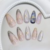 SINHOT Almond Press on Nails Medium - 3D Gold Chrome