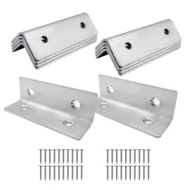 ONEBO 10 Pcs Stainless Steel Corner Brackets, Right Angle Brackets, Supplied with Screws, for Cupboard, Cabinet