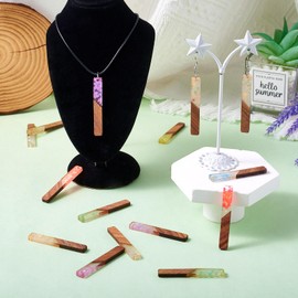 PandaHall 14pcs Resin Wooden Charms Pendants Geometry Teardrop Charms Vintage Wood Pieces Statement for Bohemian Dangle Earring Necklace Jewelry Making