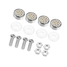 HOPESPANNER 1 Set Bling Car License Plate Fasteners Screws Caps Covers Multicolor Universal Rhinestone License Plate Bolt Cap Plastic Washer Replace Parts Vehicle Components
