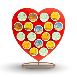 Made Easy Kit Front Facing Countertop Coffee Pods Holder - Compatible with K-Cups Practical meets Whimsical - Coffee Bar Decor for Home Café Kitchen Nook (Red Heart)