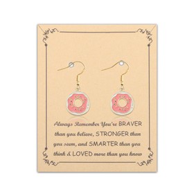 BNQL Donut Earrings Gifts Donut Lover Gif Dangle Cartoon Cute Gifts Donut Earring Desserts Earrings, Large, Sterling Silver, No Gemstone