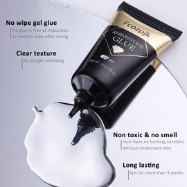 Fcozpjk 30ML Rhinestone Glue for Nails, 3D Nail Charms Gel Nail Glue Super Strong Bling Gel, Stick Nail Gems Jewel Caviar Beads Diamond Glue for Nails Professional Manicure Accessories