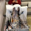 Zomer Fluffy Blanket Printed with Giraffe Motif, Grey, 150 x