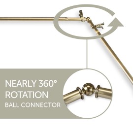 Windoware Depot Sprout 13/16" 6-Sided Bay Window Curtain Rod 28-48 inch (each side) - 4 colors - Antique Brass