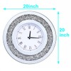 DMDFIRST Silver Round Mirror Clock 20x20inches Crystal Sparkle Twinkle Bling