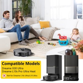 Yivy Replacement Parts for Dreame X30 Ultra/Mova E30 Ultra/L10s Pro Ultra Heat (Not for L10s Ultra), Accessories: 2 Main Brushes, 6 Side Brushes, 4 Filters, 6 Dust Bags, 8 Wiping Pads, 1 Water Tank