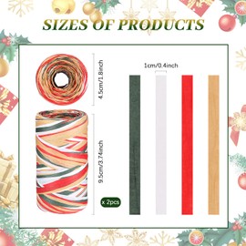 Shappy 2 Rolls Christmas Raffia Ribbon 524 Feet Matte Paper Craft Ribbon Packing Paper Twine Raffia Yarn for Xmas Gifts Wrapping Party Festival Holiday Decor(Red, White, Green, Flaxen)