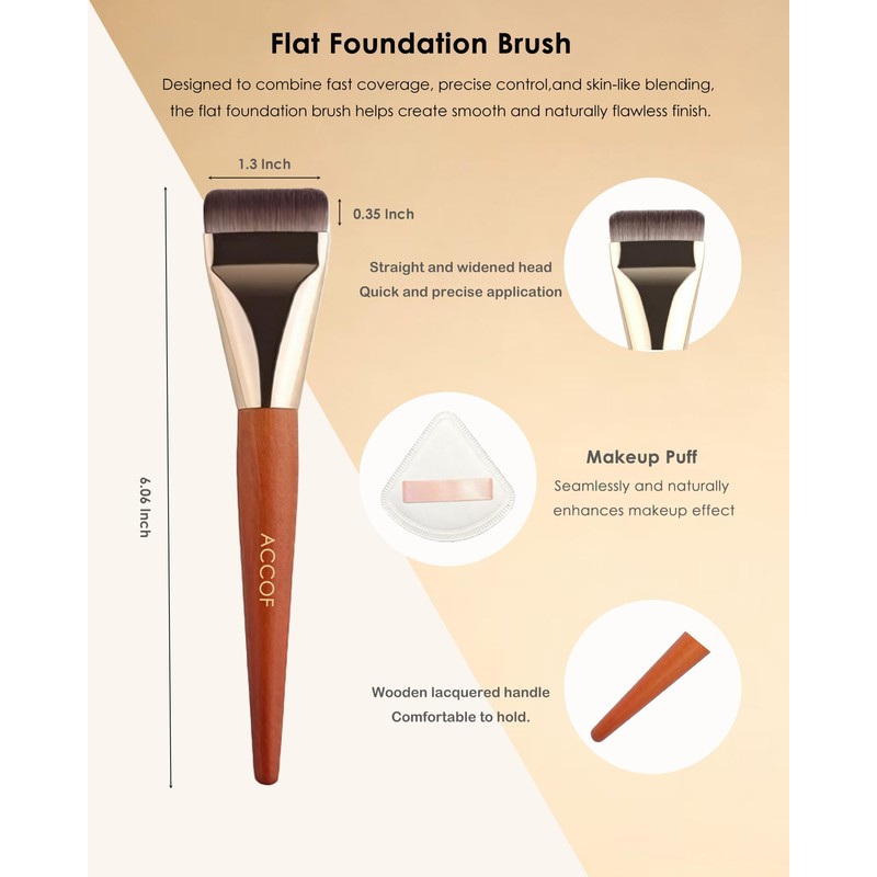 Thin Flat Foundation Brush for Liquid Makeup,Facial Makeup Spatula Brush