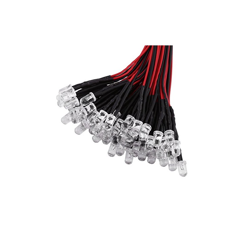 Pack of 50 Pre-Wired Water LEDs, Pre-Wired LED Flash LED