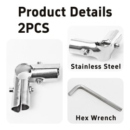 PDETVEO 2 Pack 1 Inch 90 Degree Pipe Connectors, 3-Way Chain Link Fence Parts End Rail Connector, Stainless Steel Clamp with Bolt and Nut for 1" OD Pipe/Fence Installers