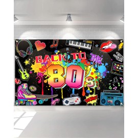 Avezano 80's Party Backdrop Banner Back to The 80's Party Banner Decorations 80's Themed Party 80's Hip Hop Birthday Backgroud Banner Party Supplies 70.8 x 43.3 Inch