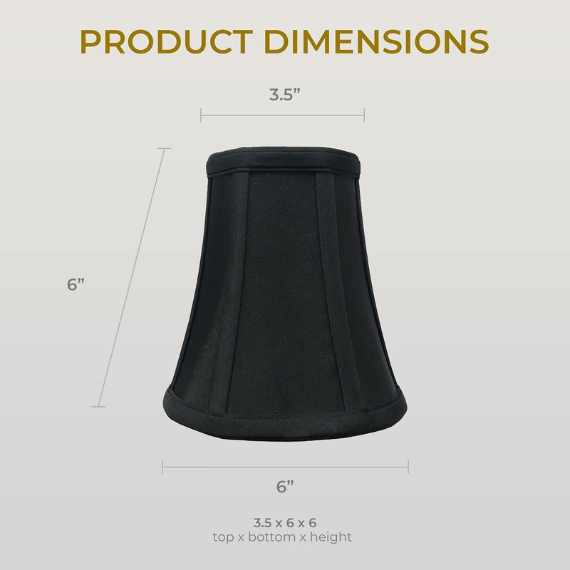 Royal Designs True Bell Lamp Shade, Black, 3.5 x 6