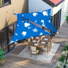 AwnPro 19' x 19' x 19' Waterproof Sun Shade Sail Triangle Canopy Cover Sunlight Blockage for Outdoor Patio Pergola Backyard Garden Sky Blue