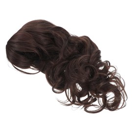 IWOWHERO Brown Highlight Long Wavy Synthetic Wig for Women with Bangs Heat Resistant Durable Fiber Butterfly Style for Everyday Use Parties and Holiday Events