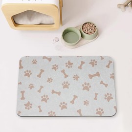 YCT Dog Pet Food Mat - Dog Mat for Food and Water - Dog Water Bowl Mat for Messy Drinker - Absorbent Non-Slip Pet Mat - Pet Supplies Mat, 11.8"x18.1" Beige