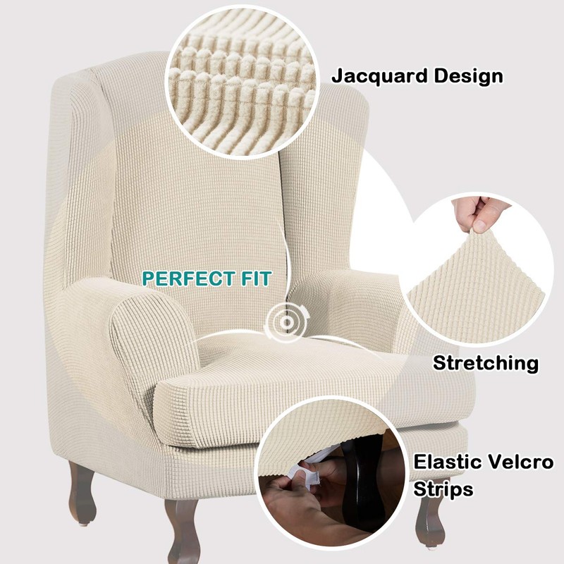 Turquoize Wingback Chair Covers 2 Piece Wing Chair Slipcover Stretch