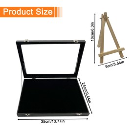 YEXEXINM Lapel Pin Display Case 35 x 24 cm Brooch Jewellery Storage Box Black Wood Presentation Boxes Enamel Pin Display for Lapel Pins Collector's Pins and Medals